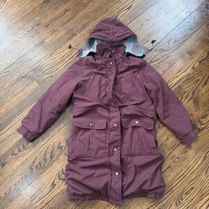 Vintage Eddie Bauer Maroon Hooded Parka with Wool Lining Medium
